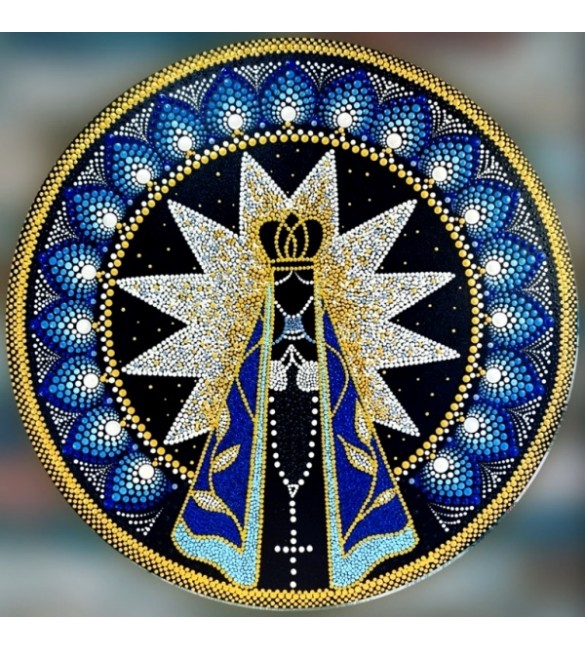 zMandala Nossa Senhora Aparecida Porcelana Enfeite Parede Cerâmica 